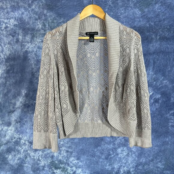 INC Tan w/ Metallic Thread Shrug / Sweater Sz M - Picture 1 of 3